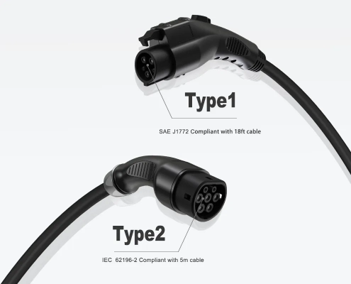 The Joint EVC11 EU AC charger supports type 1 and Type 2 connector
