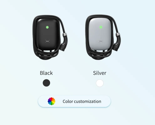 Joint support for custom logos and colors on the appearance of the EVC11 EV charger.