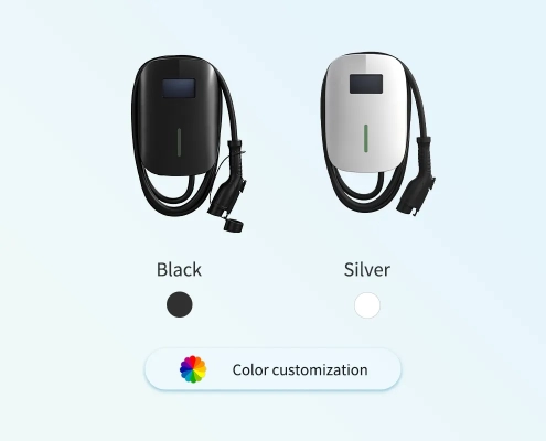 Joint support for custom logos and colors on the appearance of the EVC35 commercial EV charger.