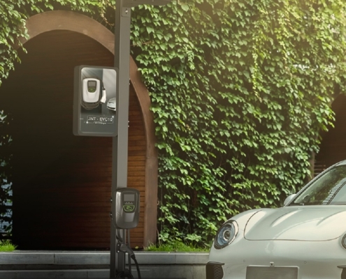the EVCP3 EU is an outdoor EV charger post