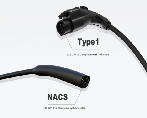 The EVL001 EV charging connector supports NACS and type1.